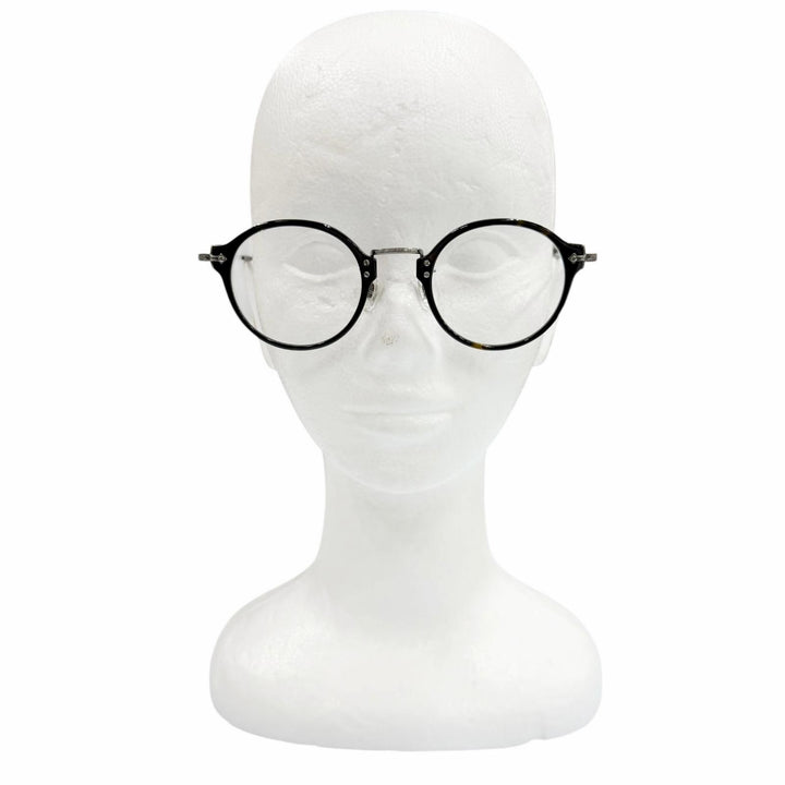 極美品▼EYEVAN アイヴァン E-0507 7285 ベッコウ柄 ボストン メガネ 眼鏡 アイウェア ブラック ガンメタリック 48□24-145 メンズ