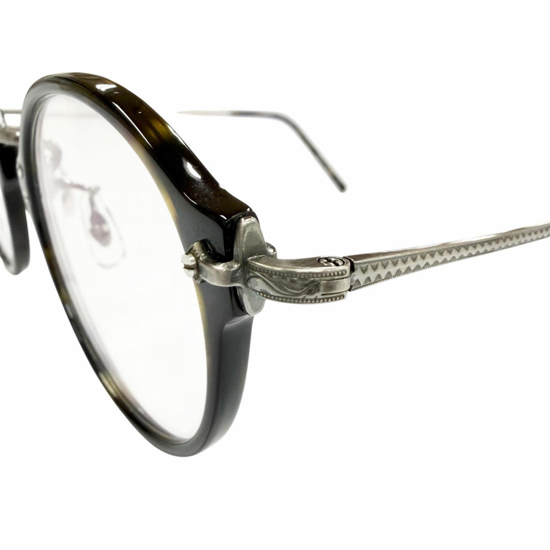 極美品▼EYEVAN アイヴァン E-0507 7285 ベッコウ柄 ボストン メガネ 眼鏡 アイウェア ブラック ガンメタリック 48□24-145 メンズ