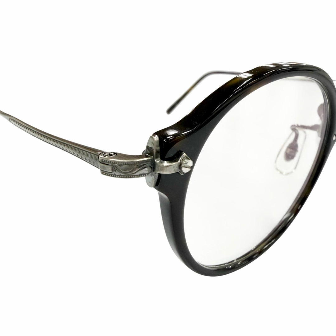 極美品▼EYEVAN アイヴァン E-0507 7285 ベッコウ柄 ボストン メガネ 眼鏡 アイウェア ブラック ガンメタリック 48□24-145 メンズ