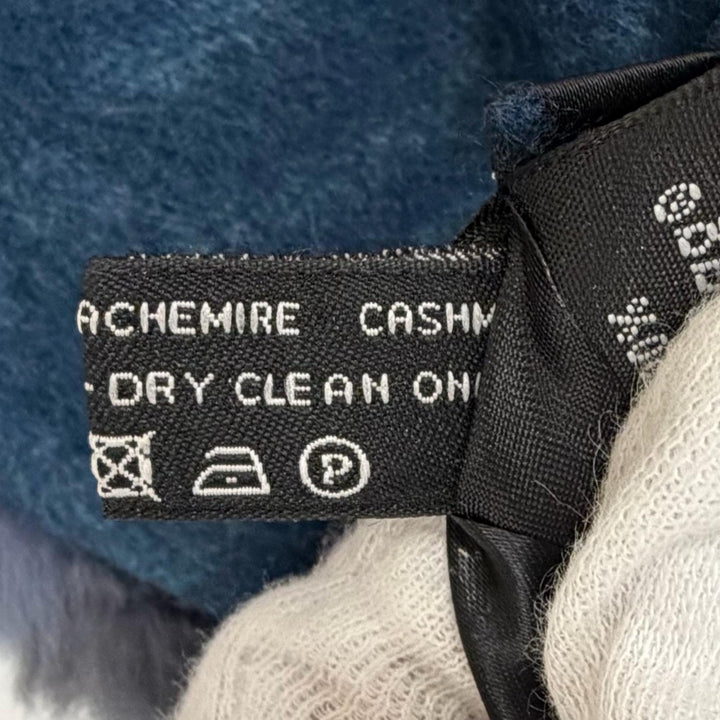 極美品△CHANEL シャネル 裏ココマーク総柄 カシミヤ100％ オリラグファー マフラー 本毛皮ショール パープル系 伊製 正規品 レディース