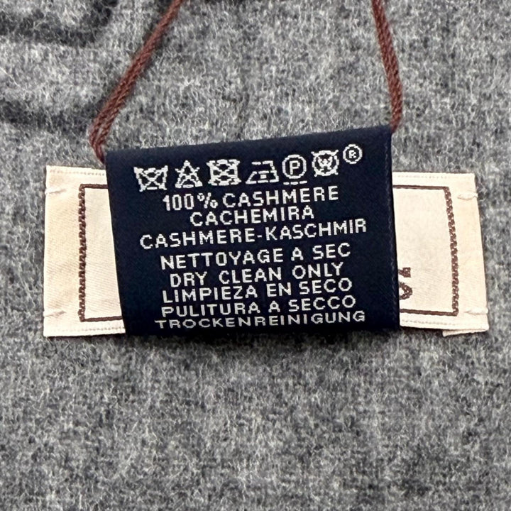 未使用品□HERMES エルメス テット・ア・テット・エケストル カシミヤ100％ ホース フリンジマフラー チャコールグレー 英国製 箱付き