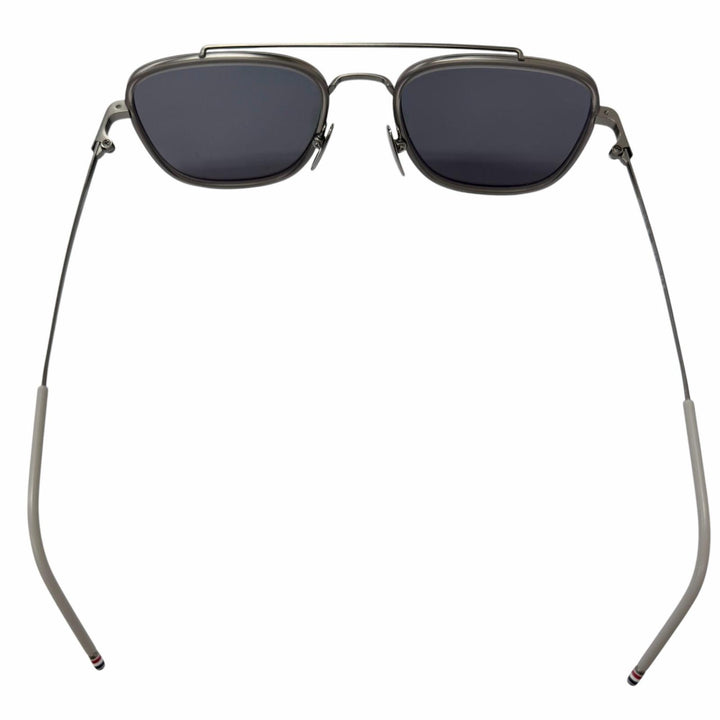 美品□THOM BROWNE トムブラウン UES800A トリコロール ツーブリッジ サングラス ガンメタリック グレーレンズ 51□20-141 日本製 メンズ