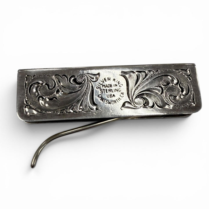 美品▼SILVER KING シルバーキング アンティーク仕上げ スクエア ビルクリップ 札ばさみ マネークリップ シルバー USA製 メンズ