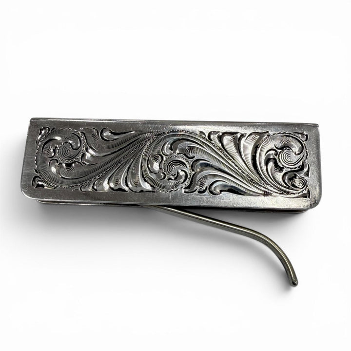 美品▼SILVER KING シルバーキング アンティーク仕上げ スクエア ビルクリップ 札ばさみ マネークリップ シルバー USA製 メンズ
