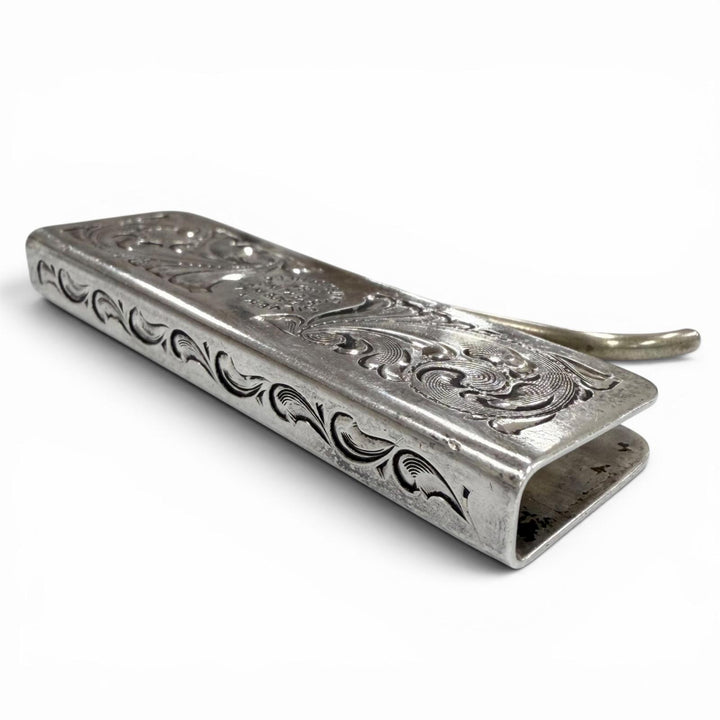 美品▼SILVER KING シルバーキング アンティーク仕上げ スクエア ビルクリップ 札ばさみ マネークリップ シルバー USA製 メンズ