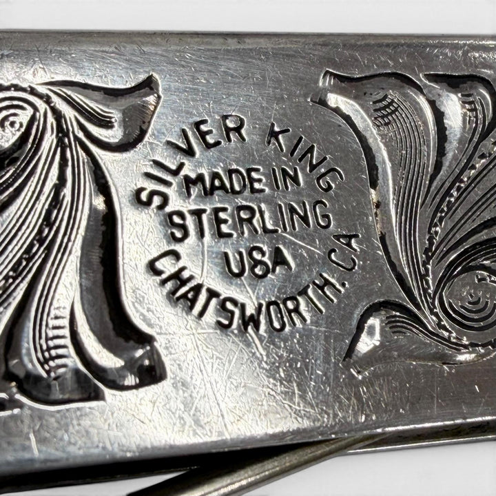 美品▼SILVER KING シルバーキング アンティーク仕上げ スクエア ビルクリップ 札ばさみ マネークリップ シルバー USA製 メンズ