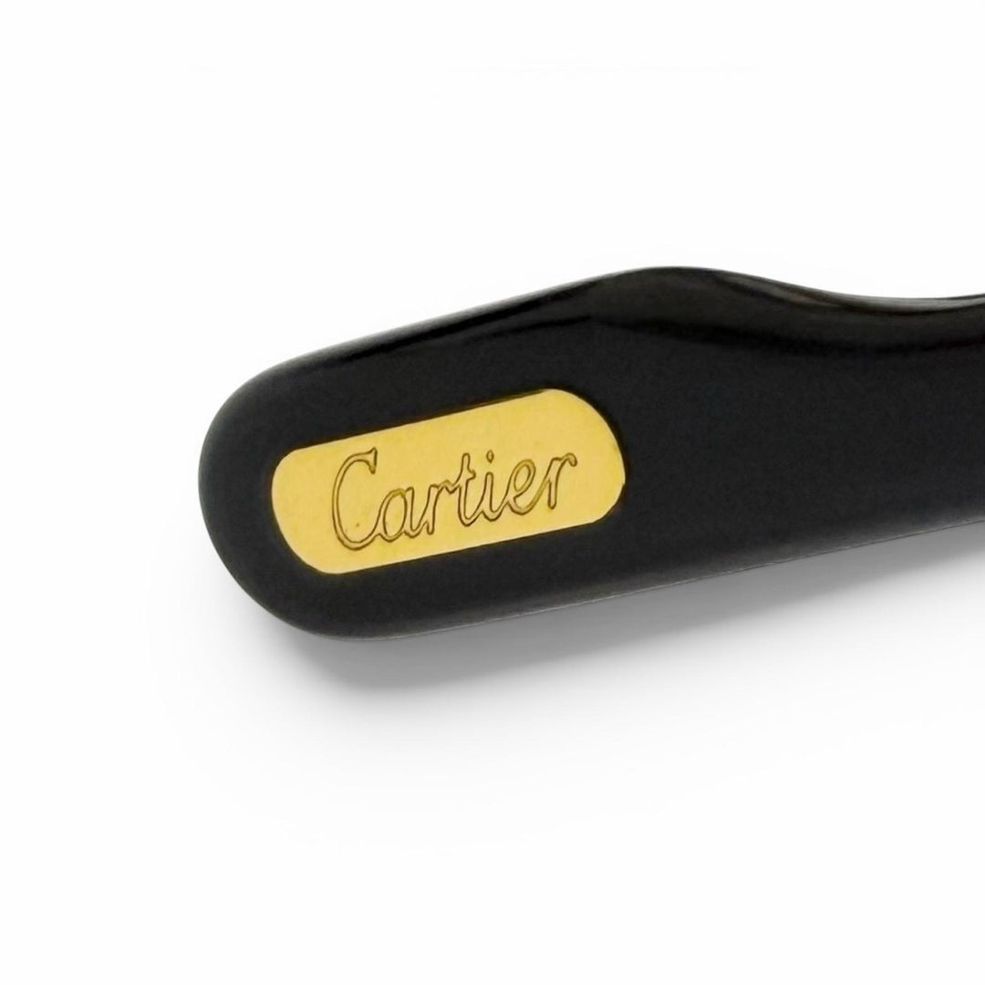 美品△Cartier カルティエ ヴィンテージ トリニティ オーバル サングラス アイウェア ブラック ゴールド 53□17 135 仏製 レディース