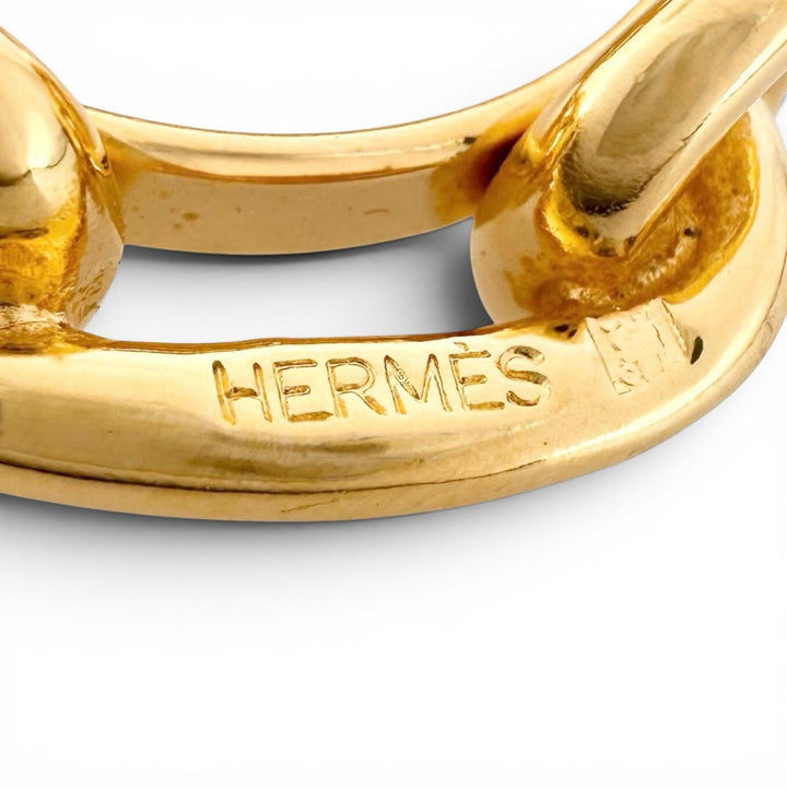 美品▲HERMES エルメス ルガテ チェーンモチーフ シェーヌダンクル スカーフ留め スカーフリング ゴールド レディース