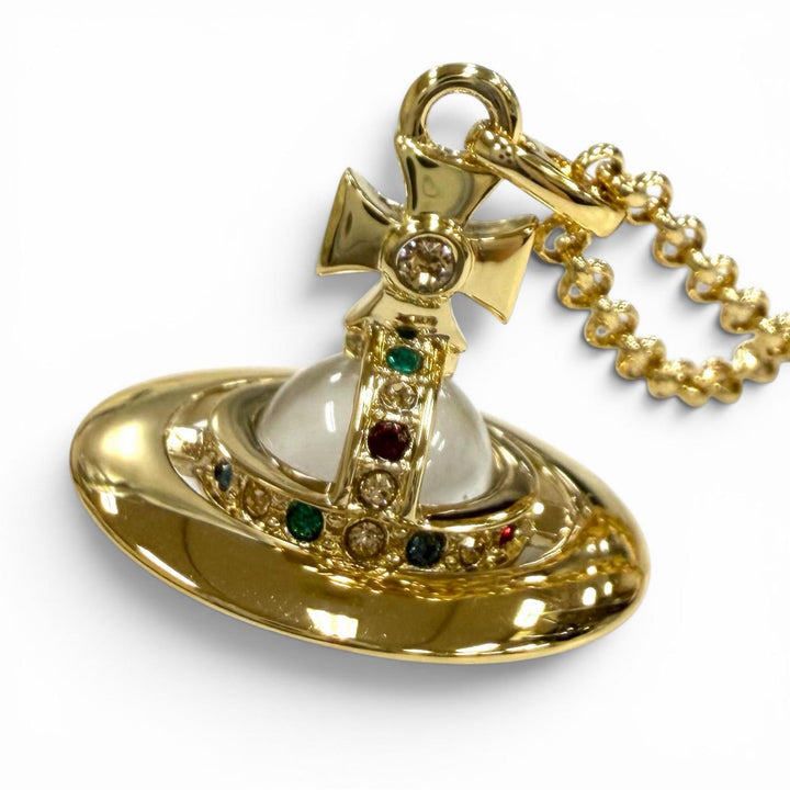 極美品★Vivienne Westwood ヴィヴィアンウエストウッド NEW TINY ORB ニュー タイニー オーブ ラインストーン ネックレス 箱・袋付