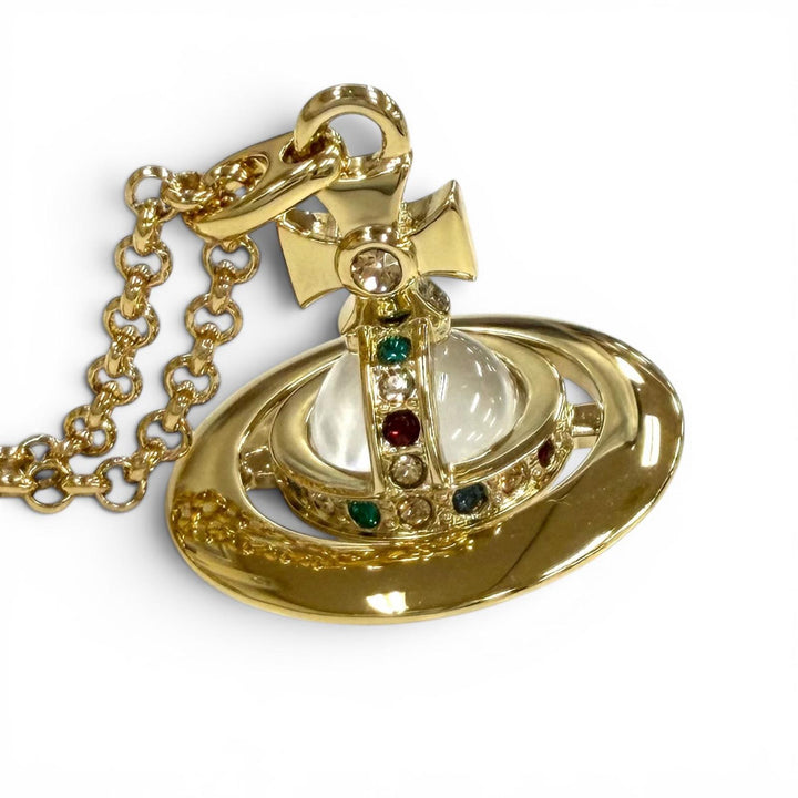 極美品★Vivienne Westwood ヴィヴィアンウエストウッド NEW TINY ORB ニュー タイニー オーブ ラインストーン ネックレス 箱・袋付