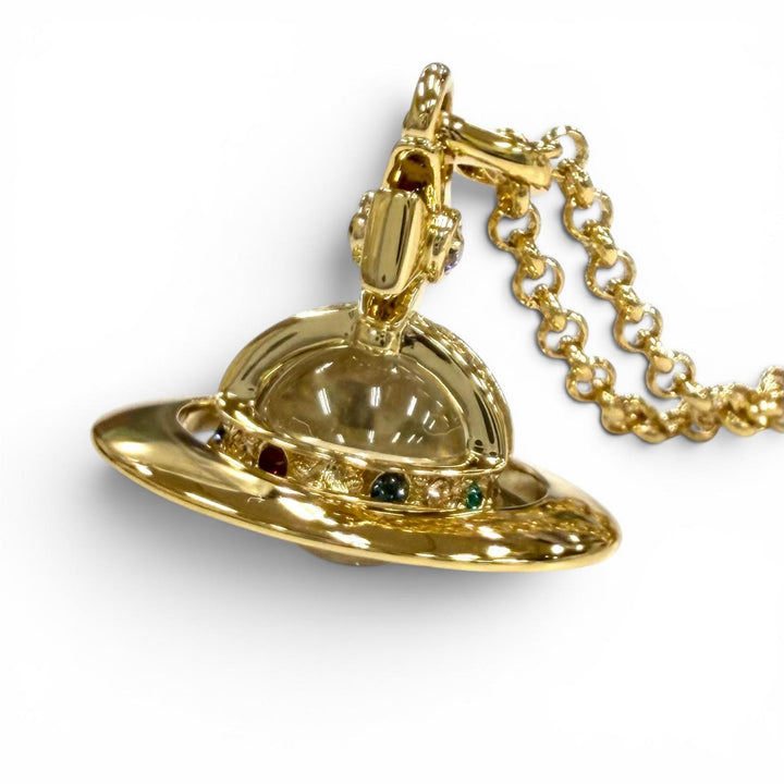 極美品★Vivienne Westwood ヴィヴィアンウエストウッド NEW TINY ORB ニュー タイニー オーブ ラインストーン ネックレス 箱・袋付