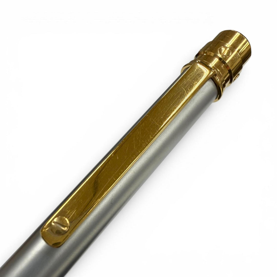 良品▼Cartier カルティエ サントス ドゥ カルティエ ツイスト式 ボールペン シルバー ゴールド フランス製 メンズ 筆記確認済み
