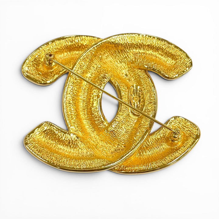 極美品★CHANEL シャネル ヴィンテージ ココマーク マトラッセ ブローチ アクセサリー ゴールド フランス製　レディース