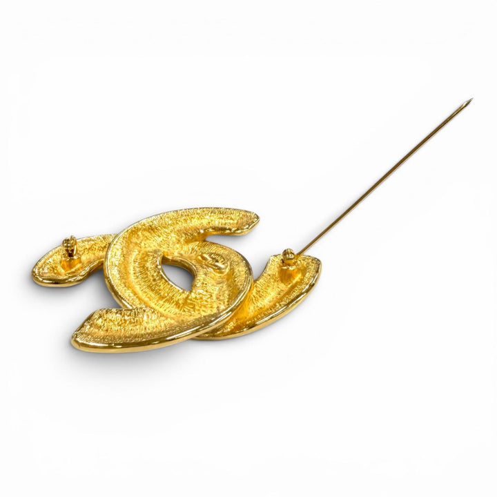 極美品★CHANEL シャネル ヴィンテージ ココマーク マトラッセ ブローチ アクセサリー ゴールド フランス製　レディース