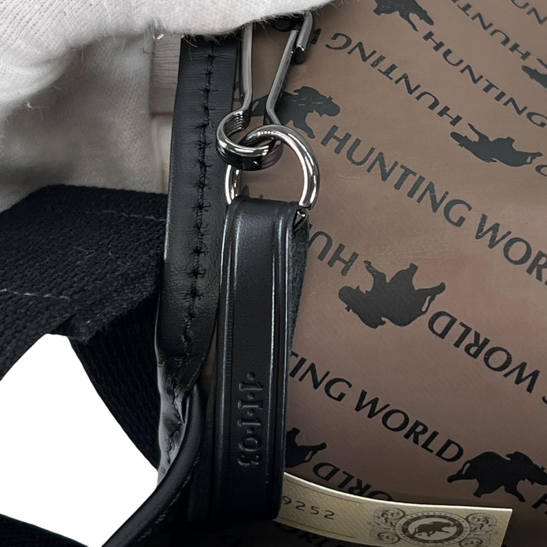 極美品▲HUNTING WORLD ハンティングワールド サファリ トゥデイ レザー キャンバス メッセンジャーバッグ ブラック イタリア製 メンズ