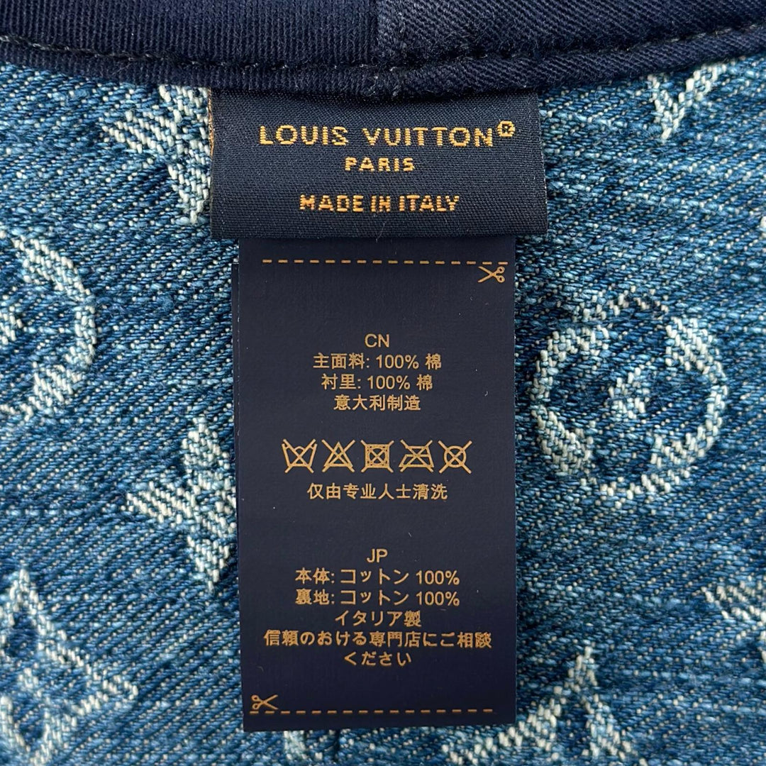 極美品▲LOUIS VUITTON ルイヴィトン M5368M ボブ・モノグラム デニム バケットハット インディゴ イタリア製 正規品 レディース 箱付き