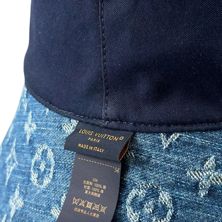極美品▲LOUIS VUITTON ルイヴィトン M5368M ボブ・モノグラム デニム バケットハット インディゴ イタリア製 正規品 レディース 箱付き