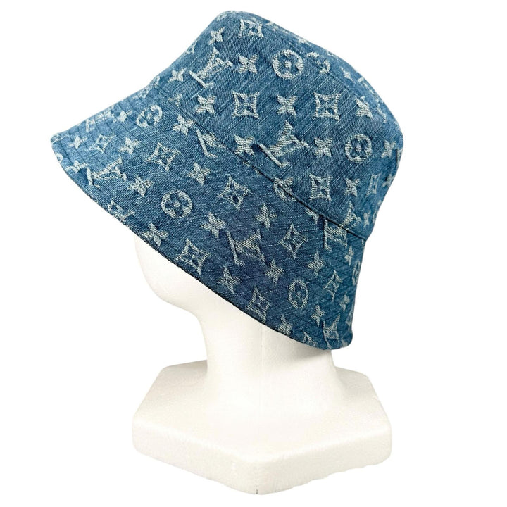極美品▲LOUIS VUITTON ルイヴィトン M5368M ボブ・モノグラム デニム バケットハット インディゴ イタリア製 正規品 レディース 箱付き