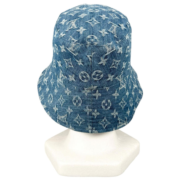 極美品▲LOUIS VUITTON ルイヴィトン M5368M ボブ・モノグラム デニム バケットハット インディゴ イタリア製 正規品 レディース 箱付き