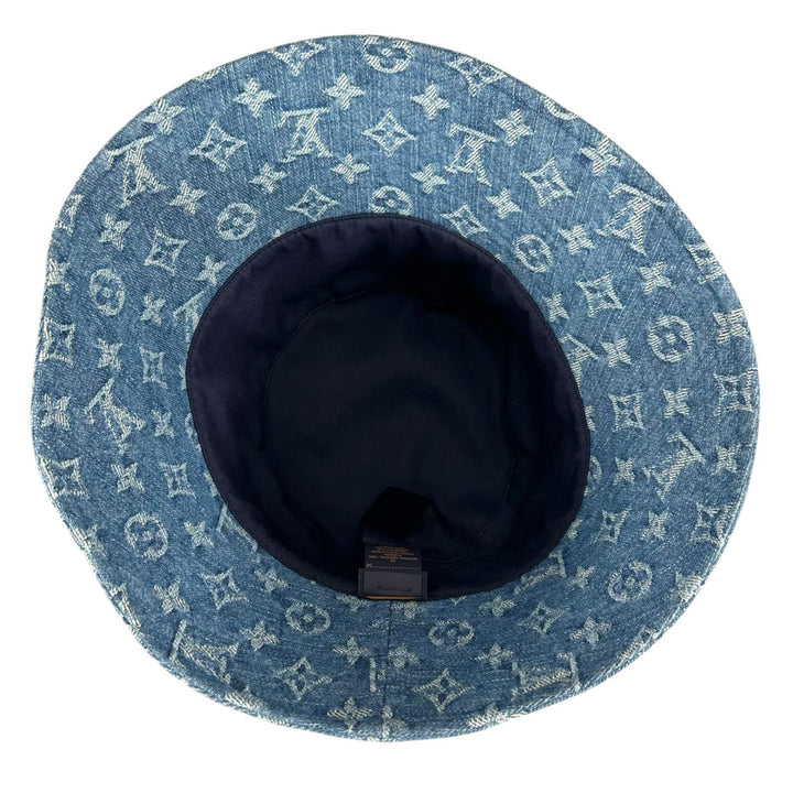 極美品▲LOUIS VUITTON ルイヴィトン M5368M ボブ・モノグラム デニム バケットハット インディゴ イタリア製 正規品 レディース 箱付き