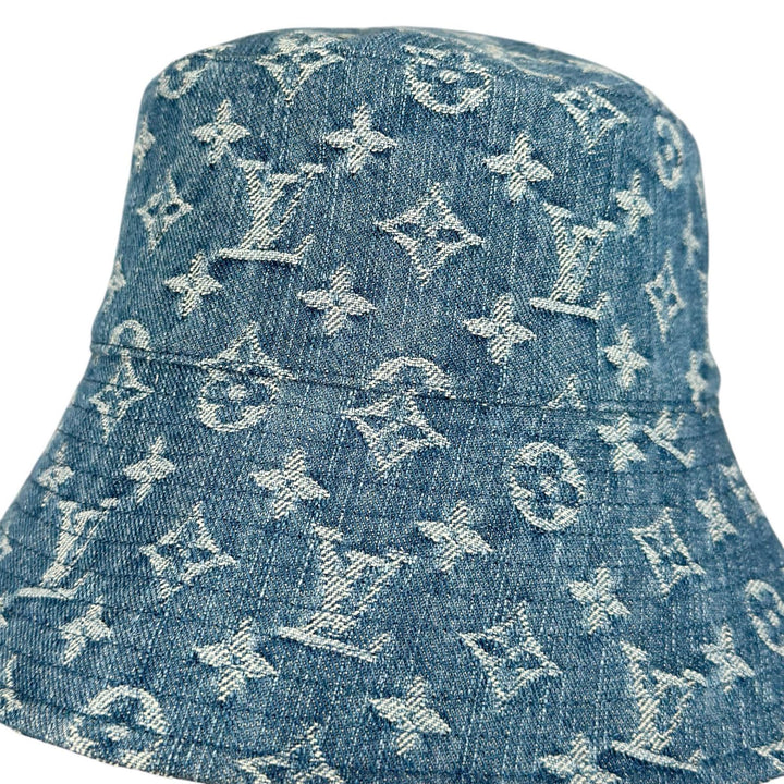極美品▲LOUIS VUITTON ルイヴィトン M5368M ボブ・モノグラム デニム バケットハット インディゴ イタリア製 正規品 レディース 箱付き