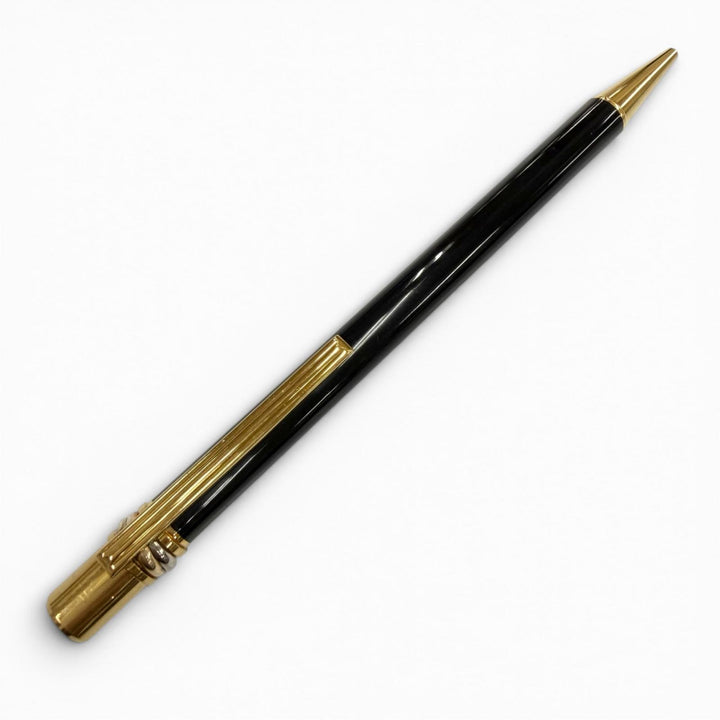 美品▼Cartier カルティエ トリニティ ツイスト式 ボールペン ブラック ゴールド フランス製 メンズ 筆記確認済み