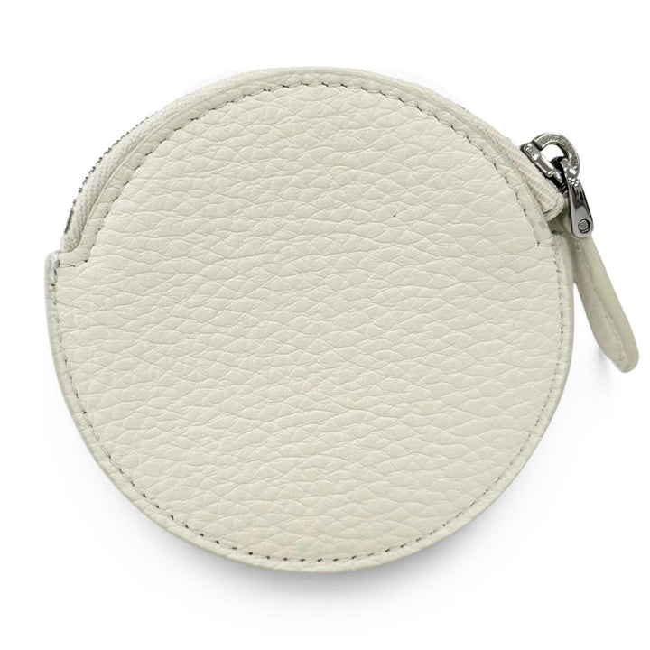 極美品▲PRADA プラダ 1MM006 PORTAMONETE ヴィッテロダイノトライアングルロゴ ラウンド コインケース ホワイト 伊製 レディース 箱付き