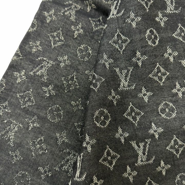 美品□LOUIS VUITTON ルイヴィトン M75354 エトール モノグラム シルク混 大判ストール ショール マフラー ブラック系 イタリア製 正規品