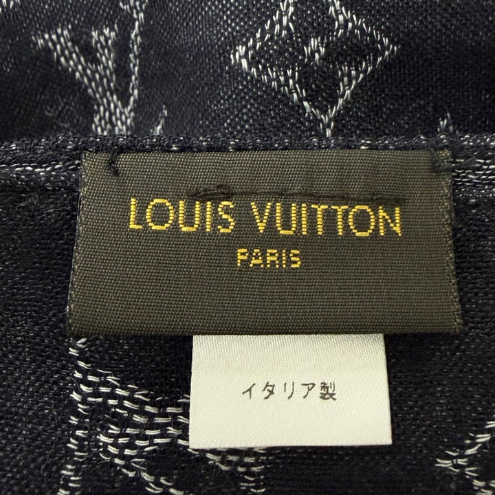 美品□LOUIS VUITTON ルイヴィトン M75354 エトール モノグラム シルク混 大判ストール ショール マフラー ブラック系 イタリア製 正規品