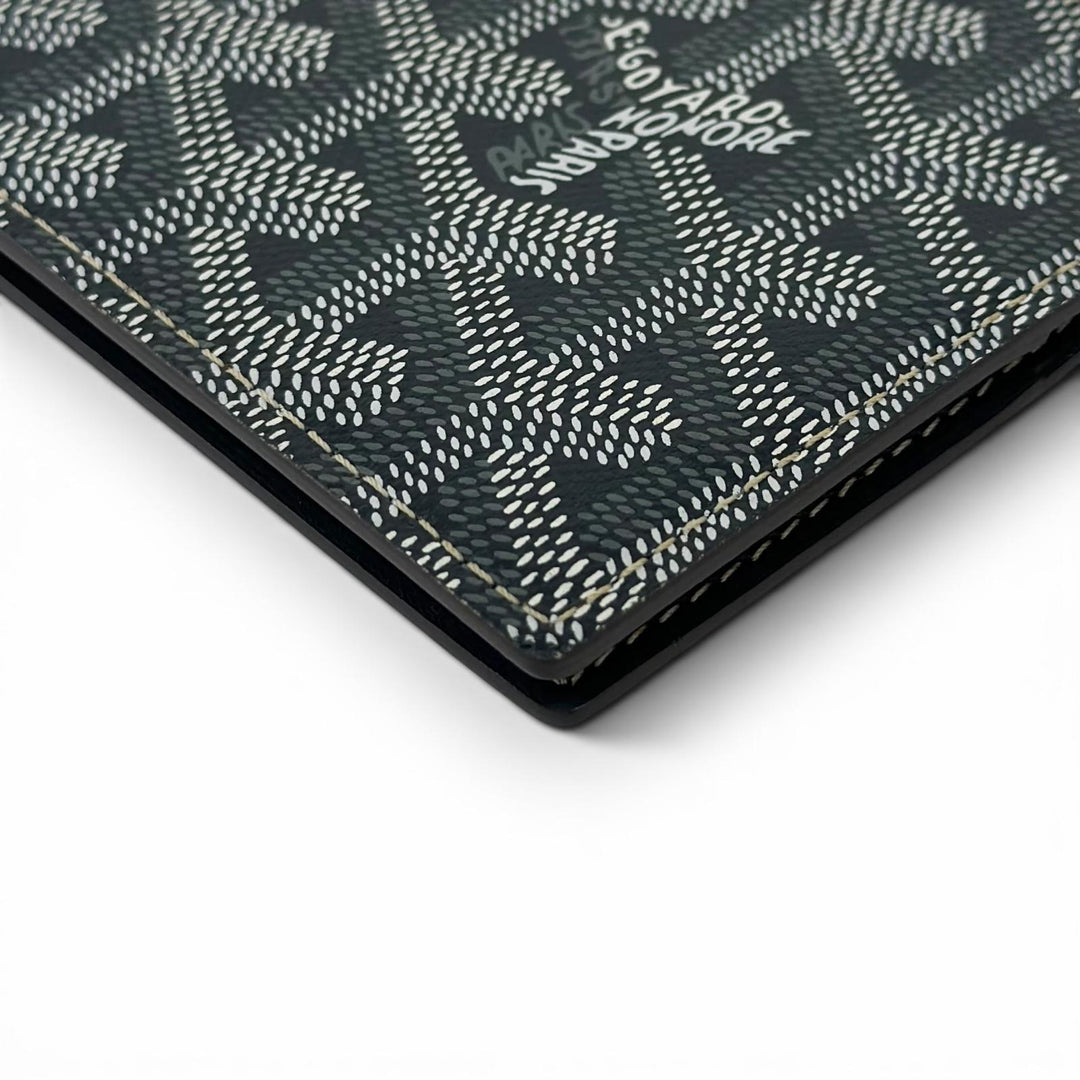 未使用品▲GOYARD ゴヤール SAINT THOMAS ヘリンボーン柄 マネークリップ付き レザー 二つ折り財布 グレー フランス製 レディース