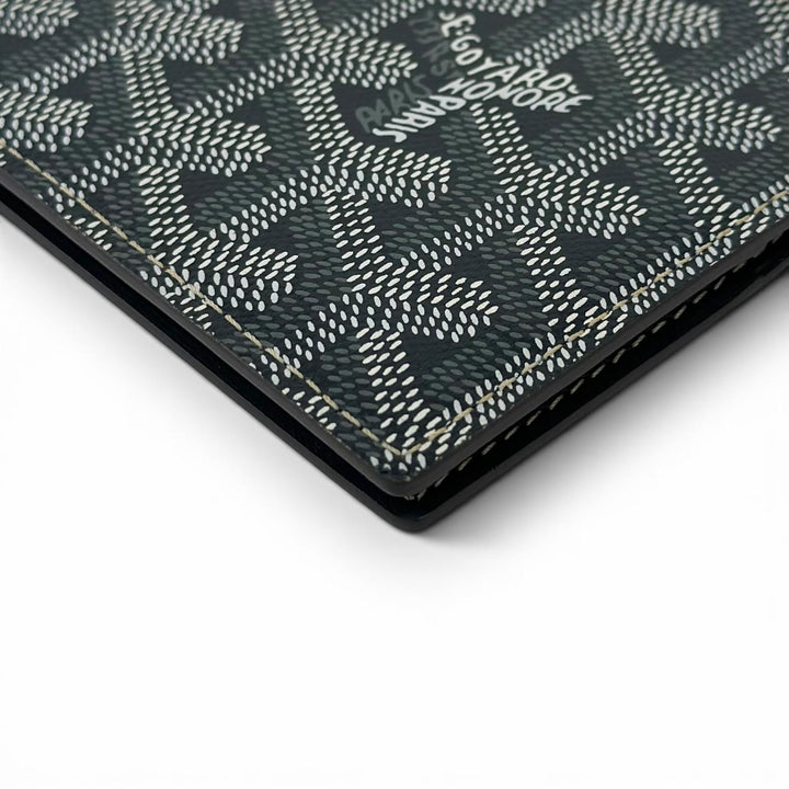 未使用品▲GOYARD ゴヤール SAINT THOMAS ヘリンボーン柄 マネークリップ付き レザー 二つ折り財布 グレー フランス製 レディース