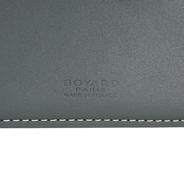 未使用品▲GOYARD ゴヤール SAINT THOMAS ヘリンボーン柄 マネークリップ付き レザー 二つ折り財布 グレー フランス製 レディース