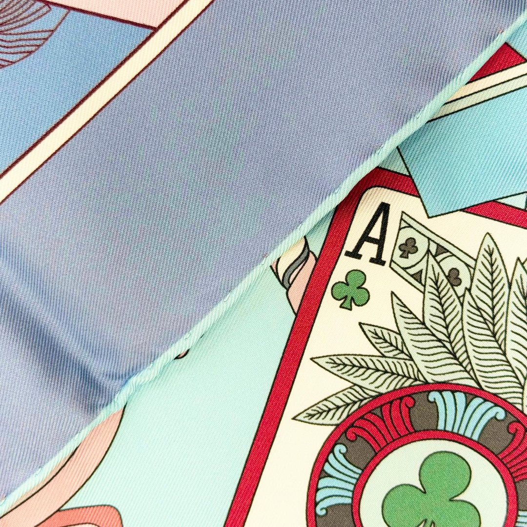 未使用品△HERMES エルメス 903464S De lOmbrelle aux Duels 杖傘と決闘 シルク ヴュー ローズ ブルー カレ90 ダブルフェイス スカーフ