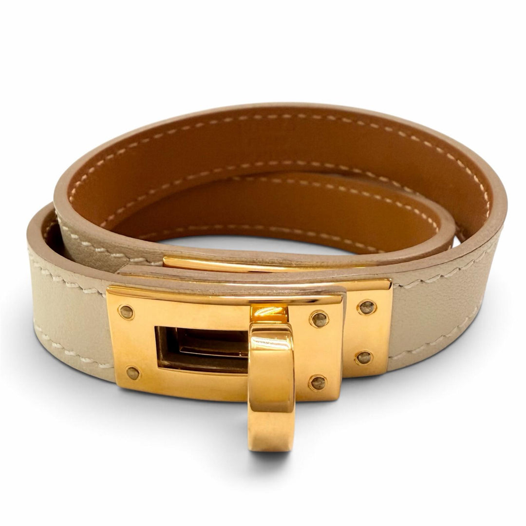 極美品▲HERMES エルメス ケリードゥブルトゥール ヴォースイフト クレ ゴールド金具 ブレスレット T3 K刻印 仏製 レディース 箱付き