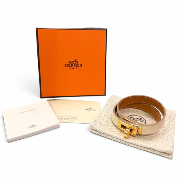 極美品▲HERMES エルメス ケリードゥブルトゥール ヴォースイフト クレ ゴールド金具 ブレスレット T3 K刻印 仏製 レディース 箱付き