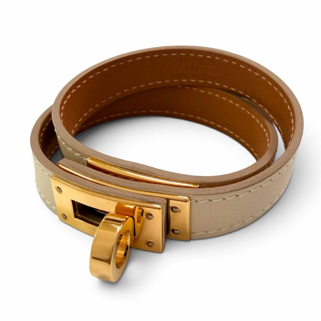 極美品▲HERMES エルメス ケリードゥブルトゥール ヴォースイフト クレ ゴールド金具 ブレスレット T3 K刻印 仏製 レディース 箱付き