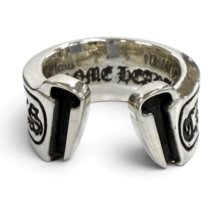 美品★CHROME HEARTS クロムハーツ JP22号相当 L LG SCROLL LABEL ラージスクロールラベル 925 リング 指輪 シルバー 重量19.8g メンズ