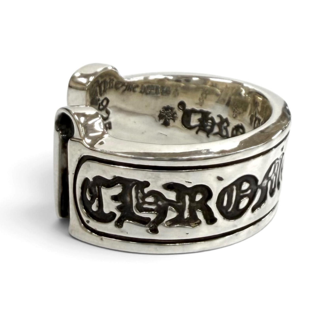 美品★CHROME HEARTS クロムハーツ JP22号相当 L LG SCROLL LABEL ラージスクロールラベル 925 リング 指輪 シルバー 重量19.8g メンズ