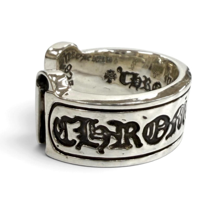 美品★CHROME HEARTS クロムハーツ JP22号相当 L LG SCROLL LABEL ラージスクロールラベル 925 リング 指輪 シルバー 重量19.8g メンズ