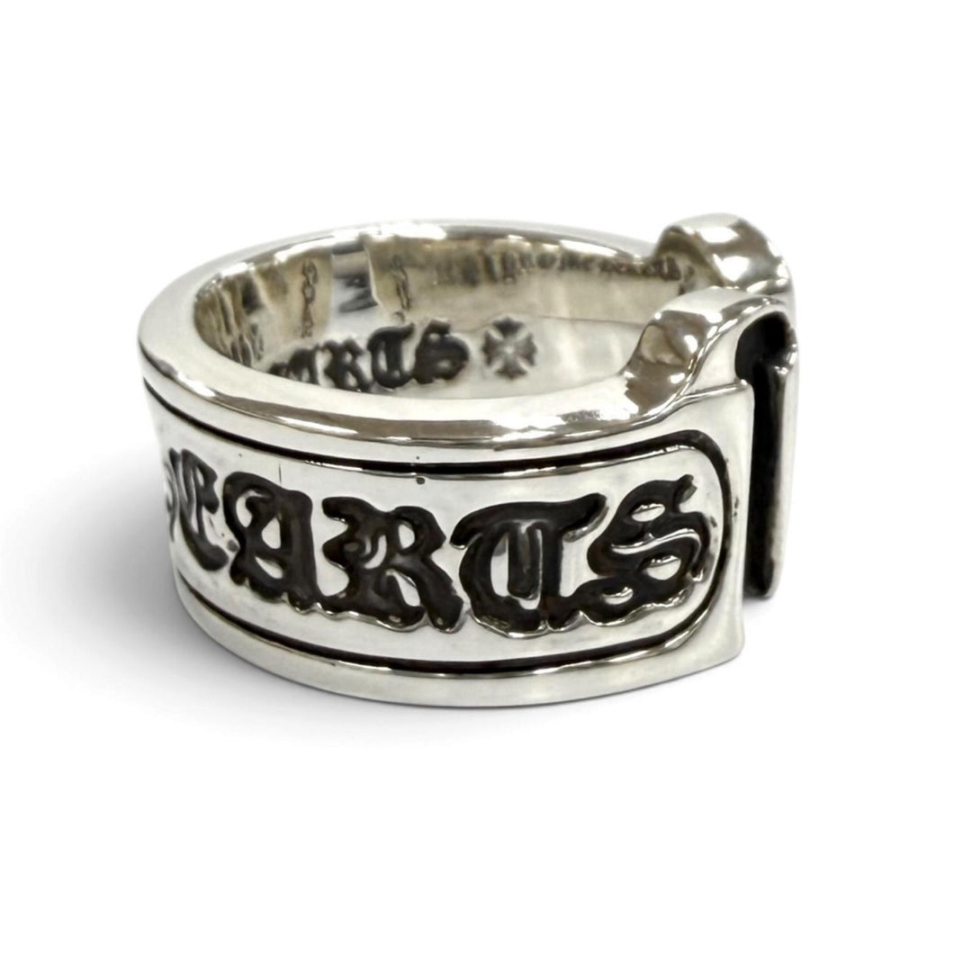 美品★CHROME HEARTS クロムハーツ JP22号相当 L LG SCROLL LABEL ラージスクロールラベル 925 リング 指輪 シルバー 重量19.8g メンズ