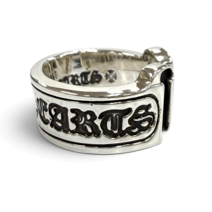 美品★CHROME HEARTS クロムハーツ JP22号相当 L LG SCROLL LABEL ラージスクロールラベル 925 リング 指輪 シルバー 重量19.8g メンズ