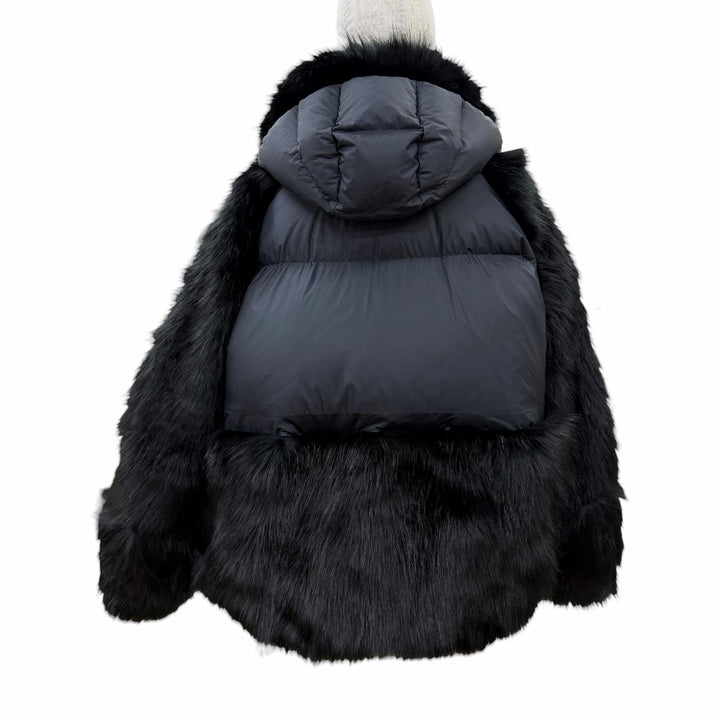 極美品☆NIKE Sacai ナイキ サカイ CT3267-010 WOMENS PARKA フェイクファー フード付 ダウンジャケット ブラック L 正規品 レディース