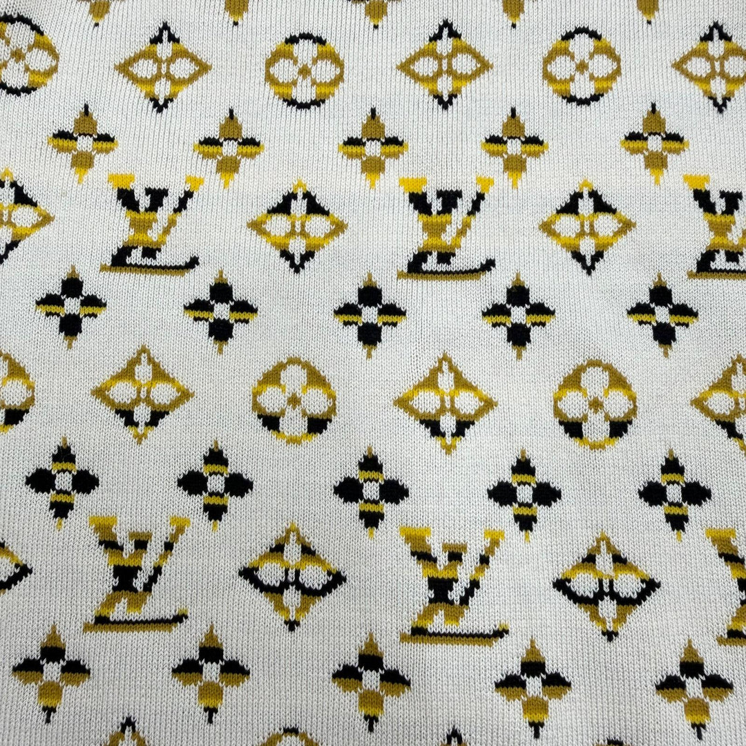 美品☆LOUIS VUITTON ルイヴィトン 23SS パイソンエフェクトモノグラムポロトップ シルク 半袖ニット ホワイト系 XS イタリア製 正規品