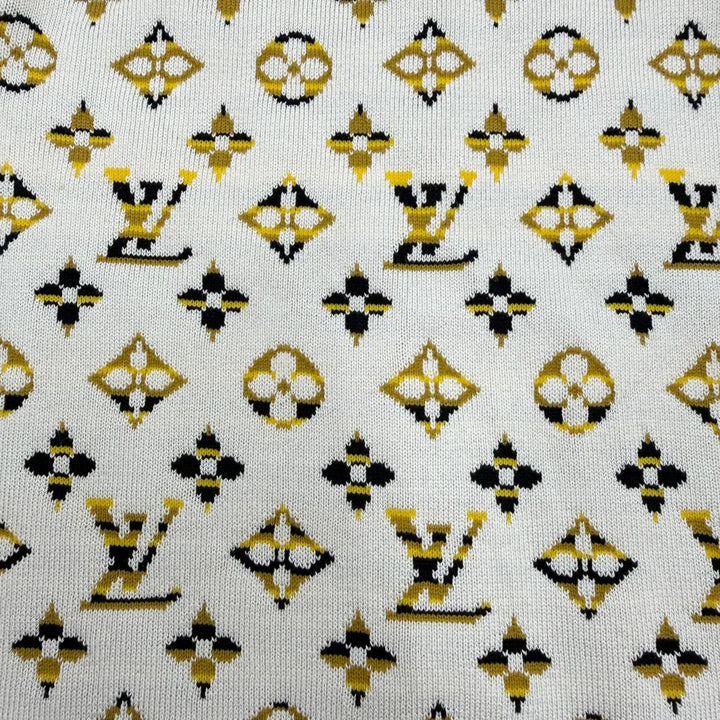 美品☆LOUIS VUITTON ルイヴィトン 23SS パイソンエフェクトモノグラムポロトップ シルク 半袖ニット ホワイト系 XS イタリア製 正規品