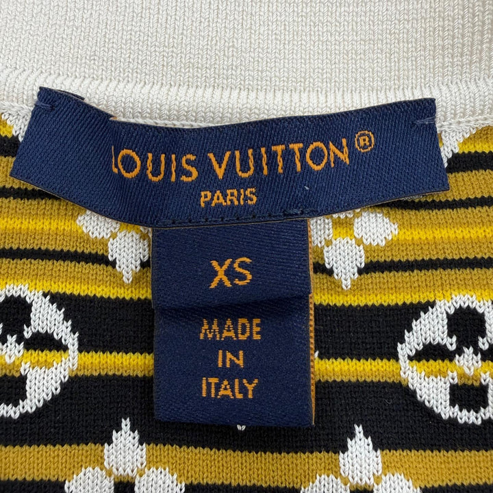 美品☆LOUIS VUITTON ルイヴィトン 23SS パイソンエフェクトモノグラムポロトップ シルク 半袖ニット ホワイト系 XS イタリア製 正規品