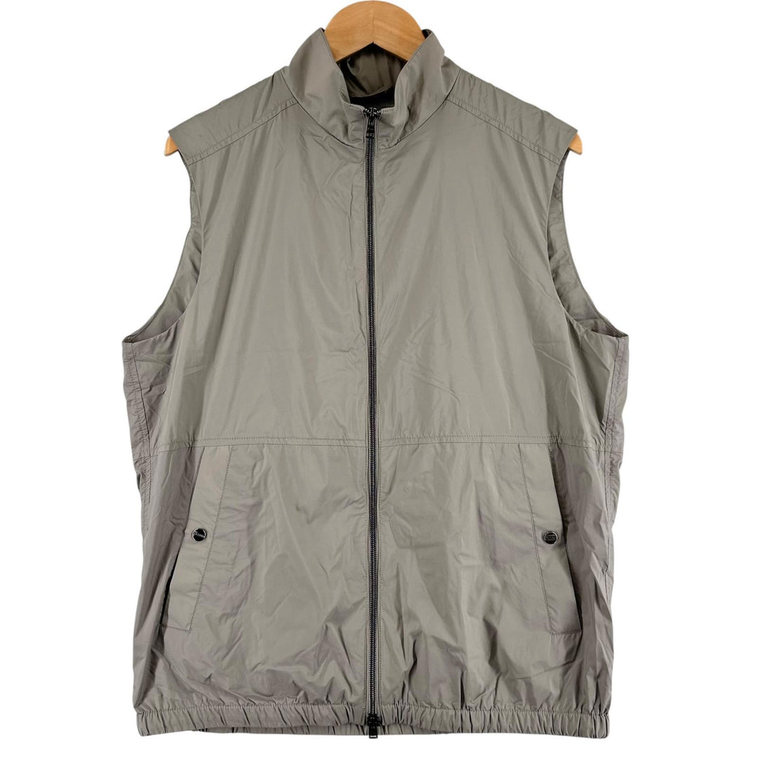 極美品▲Herno ヘルノ 24SS GI000379U スタンドカラー ダブルジップ パッカブル ナイロン ベスト グレー 46 正規品 メンズ