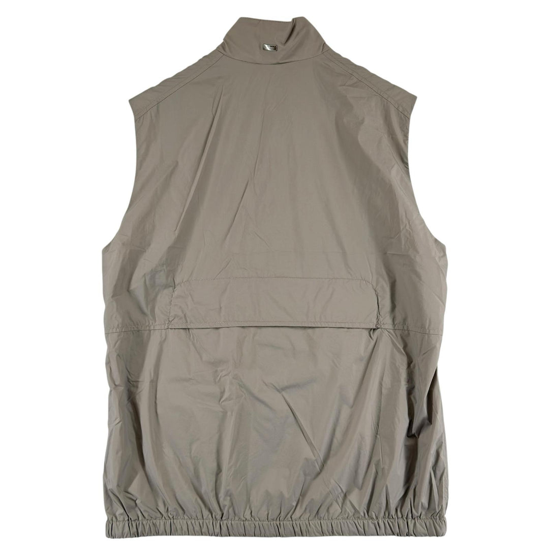 極美品▲Herno ヘルノ 24SS GI000379U スタンドカラー ダブルジップ パッカブル ナイロン ベスト グレー 46 正規品 メンズ