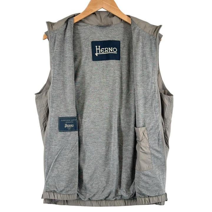 極美品▲Herno ヘルノ 24SS GI000379U スタンドカラー ダブルジップ パッカブル ナイロン ベスト グレー 46 正規品 メンズ