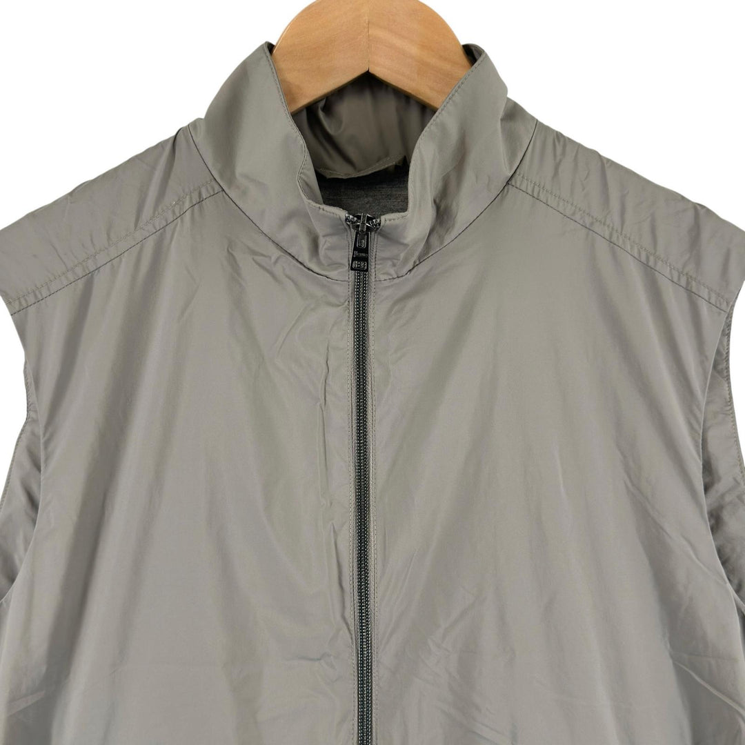 極美品▲Herno ヘルノ 24SS GI000379U スタンドカラー ダブルジップ パッカブル ナイロン ベスト グレー 46 正規品 メンズ