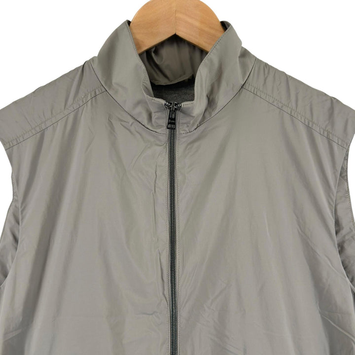 極美品▲Herno ヘルノ 24SS GI000379U スタンドカラー ダブルジップ パッカブル ナイロン ベスト グレー 46 正規品 メンズ
